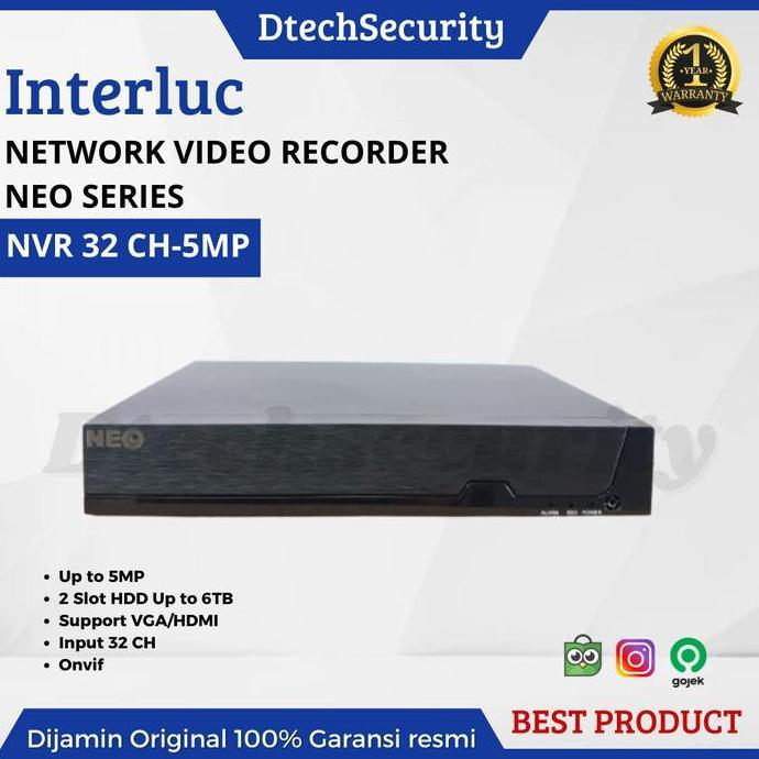 NVR 32 CH ONVIF NVR NEO INTERLUC  UP TO 5MP BEST FOR IP CAMERA ONVIF