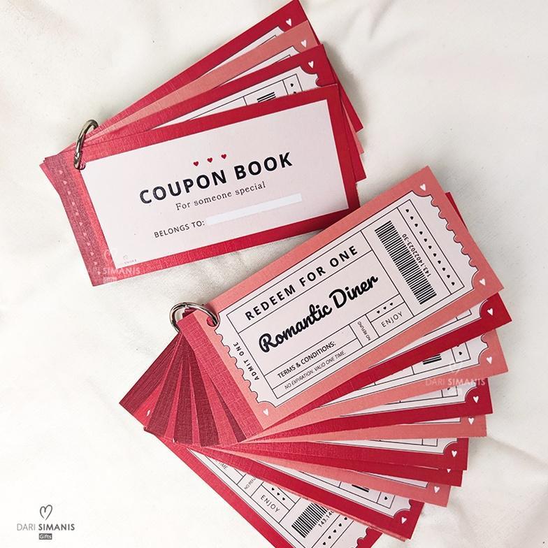 Love Coupon Book - Free Box - Love Coupon Kado Valentine Hadiah Pacar Kupon New