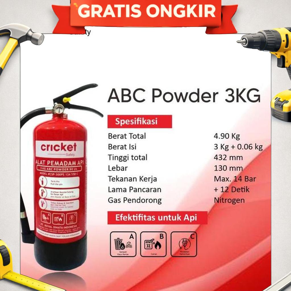 Apar Sni 3 Kg Cricket Safety / Apar Abc Powder 3 Kg Sni  / Alat Pemadam Sni 3Kg