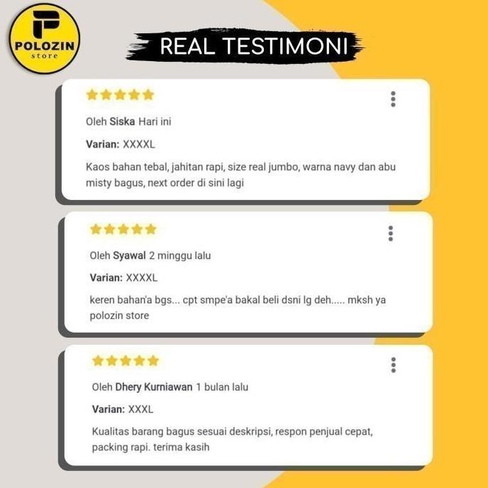 Ready Polozin | Kaos Polos Pria Wanita Bahan Cotton Combed 20s | Size XS - S - M - L - XL - XXL - 3X