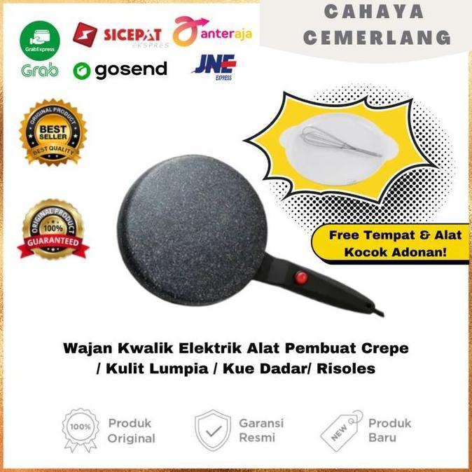 Wajan Kwalik Elektrik Alat Pembuat Crepe / Kulit Lumpia / Kue Dadar/ Risoles (Bonus Tempat & Alat Ko