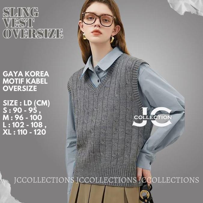 DF326 >> Rompi Rajut Wanita Kabel Tebal Oversize BigSize Vest Sling Premium