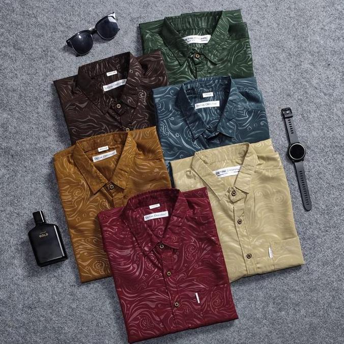 Kemeja Embos Sultan Lengan Pendek Pria Maroon Yakuza Casual Slimfit Original