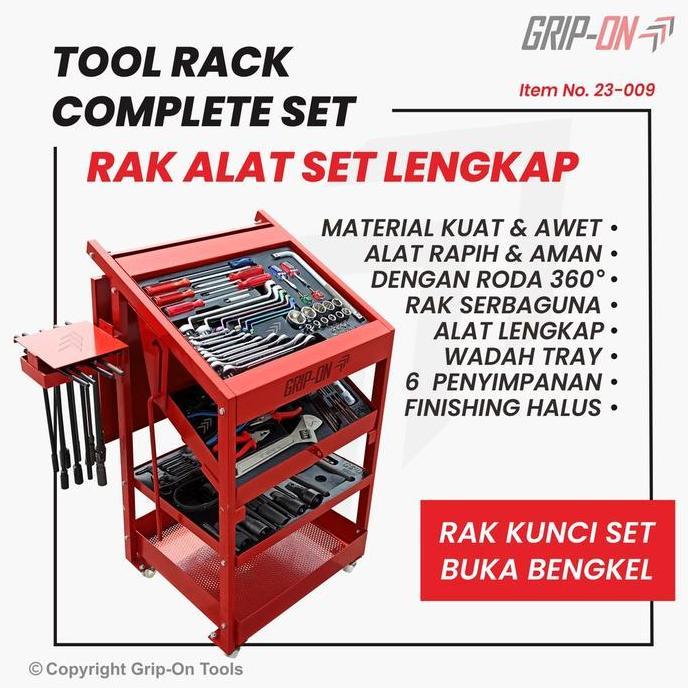 Grip-On Tool Rack Complete Set Rak Alat Bengkel Lengkap + Isi Alat Perbengkelan Dasar Komplit 23-009