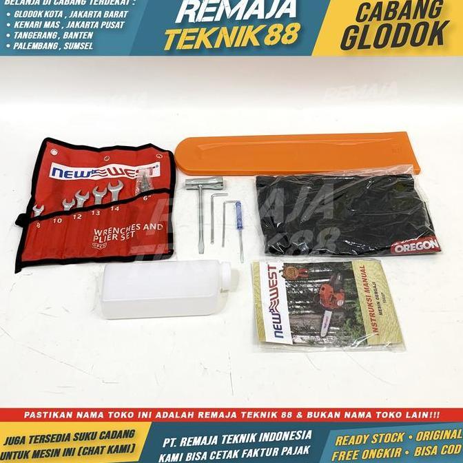 CHAINSAW NEW WEST 598x 22" / MESIN GERGAJI KAYU + BAR + RANTAI 22INCH