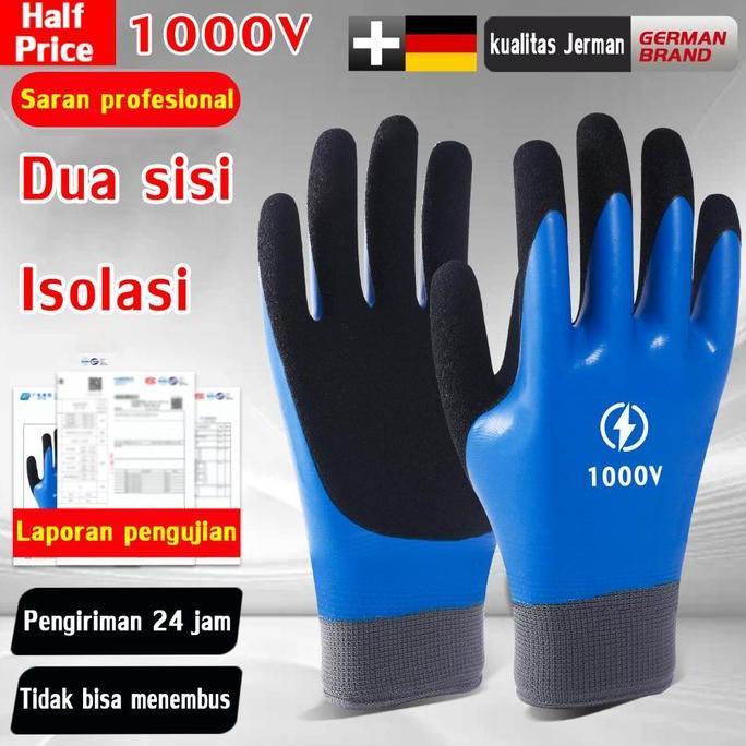 bavirohenam - sarung tangan berinsulasi 1v karet tahan air tekanan tinggi anti tusuk getaran untuk p