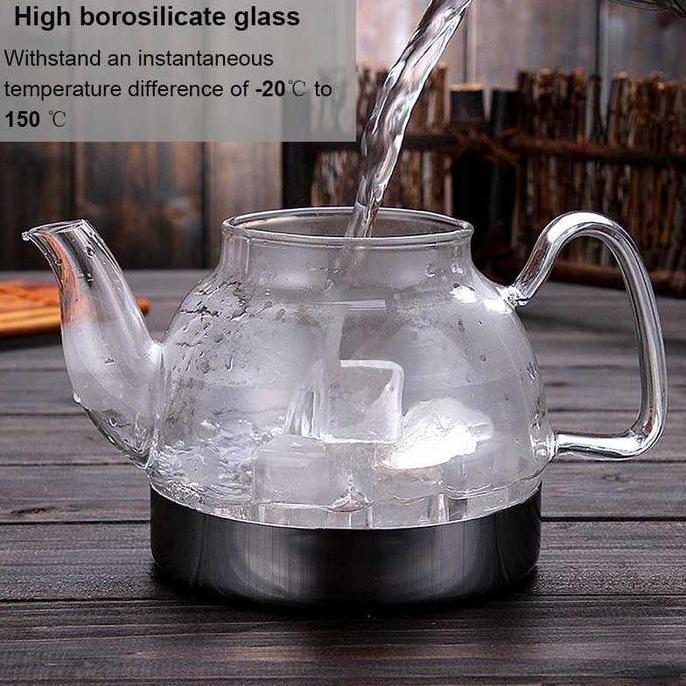 [Teko Kompor Induksi/ Gas] Teko Kaca Tahan Panas Pitcher Teh Chinese Teapot Tea Pot Maker Desain Uni