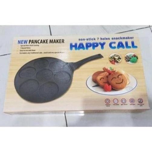 ALAT PEMBUAT PANCAKE KUE DORAYAKI MARTABAK MINI NEW PANCAKE MAKER HAPPY TEFLON 7 HOLES SNACK MAKER A