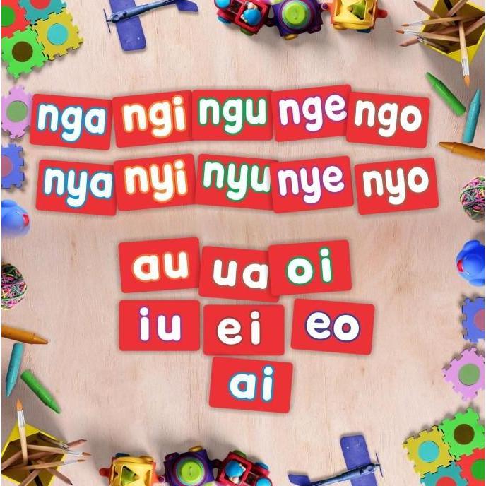 Flash Card Suku Kata Wipe Clean Belajar Baca Membaca Kartu Baca