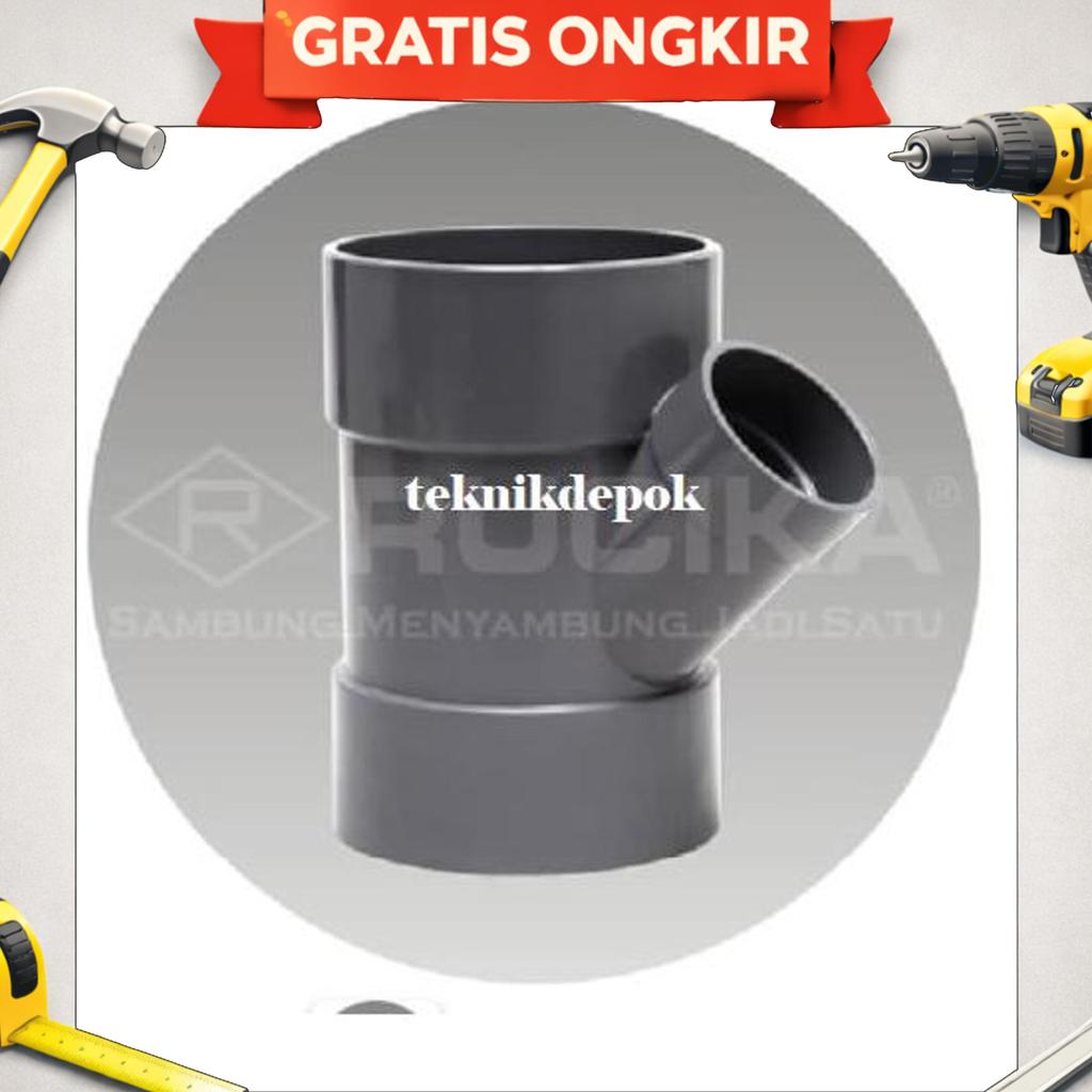 Tee Y Aw Rucika 4 Inch 45 Degree Ty Sambungan Paralon Cabang Pvc Depok