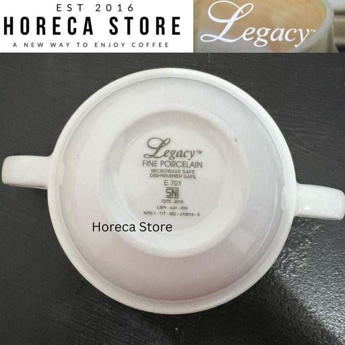 LEGACY E701 Porcelain Soup Cup Consome 2 Handle 280ml - Mangkok Zuppa Soup keramik dengan 2 gagang h