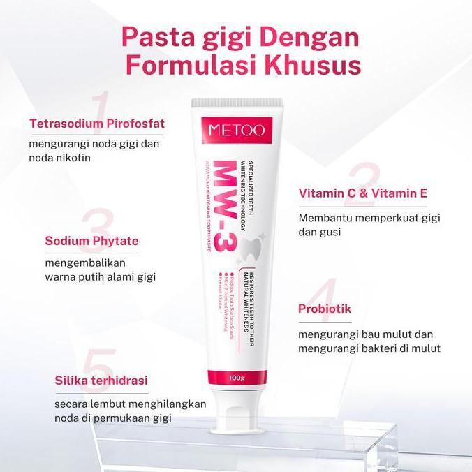 Willll- [Promo Free Sikat Gigi] Metoo Mw3 *3 Bpom-Gigi Cerah/ Gusi Sehat/ Nafas Segar/ Bebas Karang 