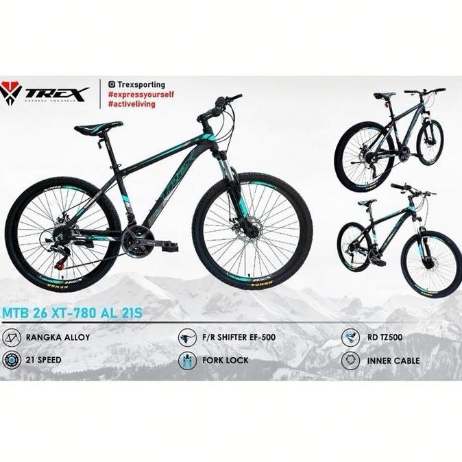 Terlaris Sepeda Mtb 26 Trex Xt 780 Alloy 21 Speed Murah / Sepeda Gunung 26 Trex