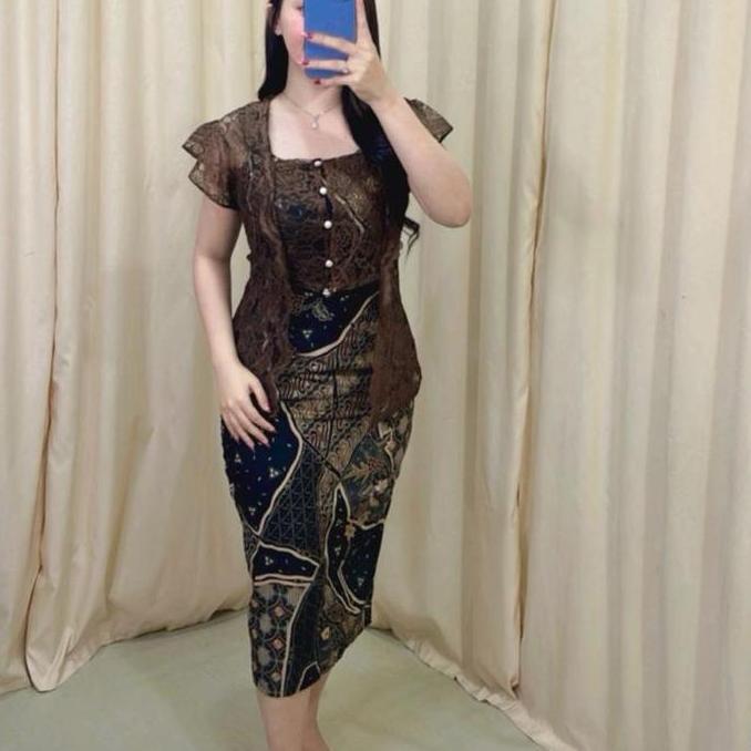 Ftx- Dress Batik Hagia/Dress Batik Couple Wanita/Kebaya Wanita/Outer Kebaya /Dress Natal Pesta Dewas