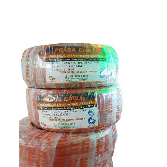 Kabel Nya 1 X 2,5 @ 100M, Kabel Nya 1X2,5 100 Meter Praba / Kabel Instalasi Tunggal 1 Roll