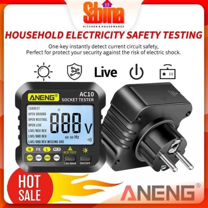 RETEKNO Stop Kontak Voltage Tester Detector Grounding Wire Voltmeter EU Plug