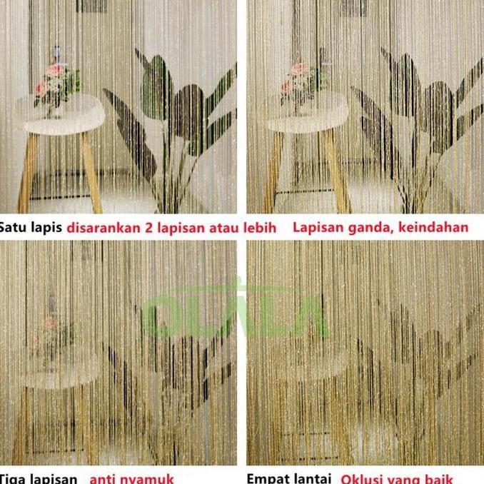 Fmly- CodTirai Benang Glitter Gliter Polos Tirai Jendela Tirai Benang Tirai Pintu Curtain Oll-Bh-103
