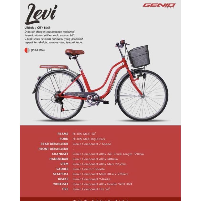 Sepeda Mini Keranjang Dewasa 26 Genio Levi By United 7 Speed