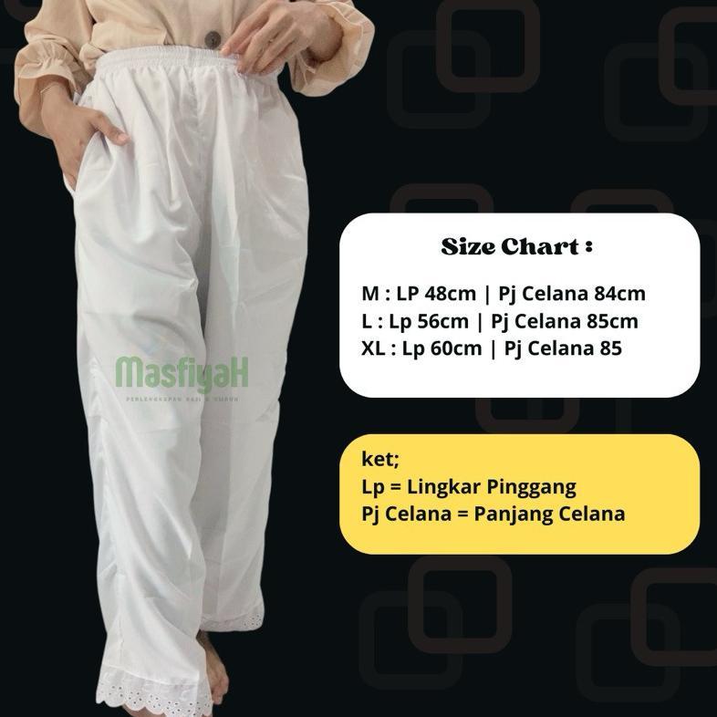CELANA WANITA PUTIH MASFIYAH CELANA HAJI WANITA CELANA UMRAH CELANA IHRAM INNER GAMIS CELANA DALAMAN