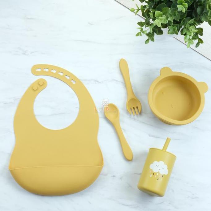 LittleBebe Peralatan Makan Bayi Silikon Set/baby feeding set