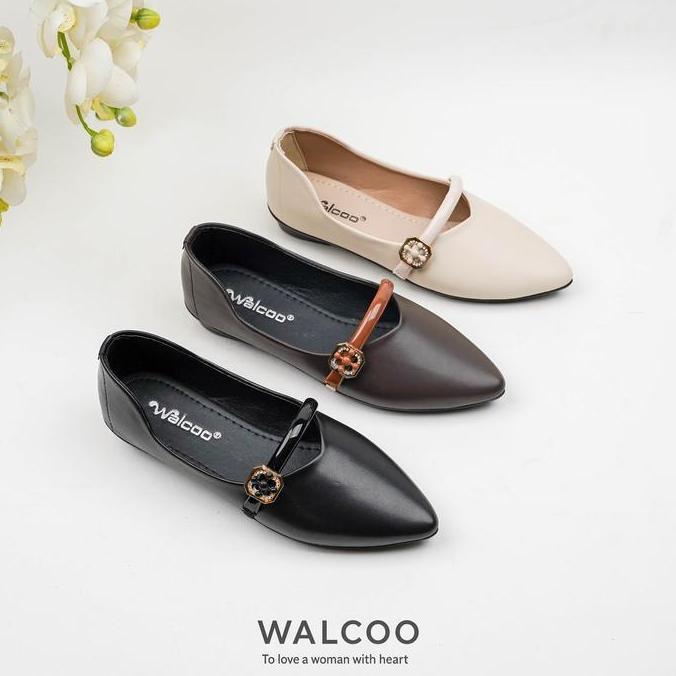 Termurah / Hot Sale Walcoo Molina Flat Shoes Pointed Elegan Untuk Gaya Simple & Classy