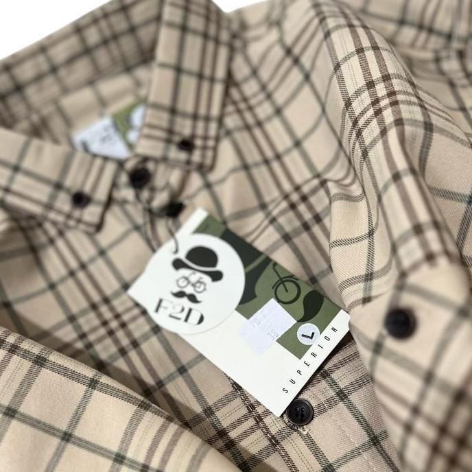 Kemeja Flanel Pria Casual Brand F2D Distro Lengan Panjang Motif Garis Kotak Slimfit 1025