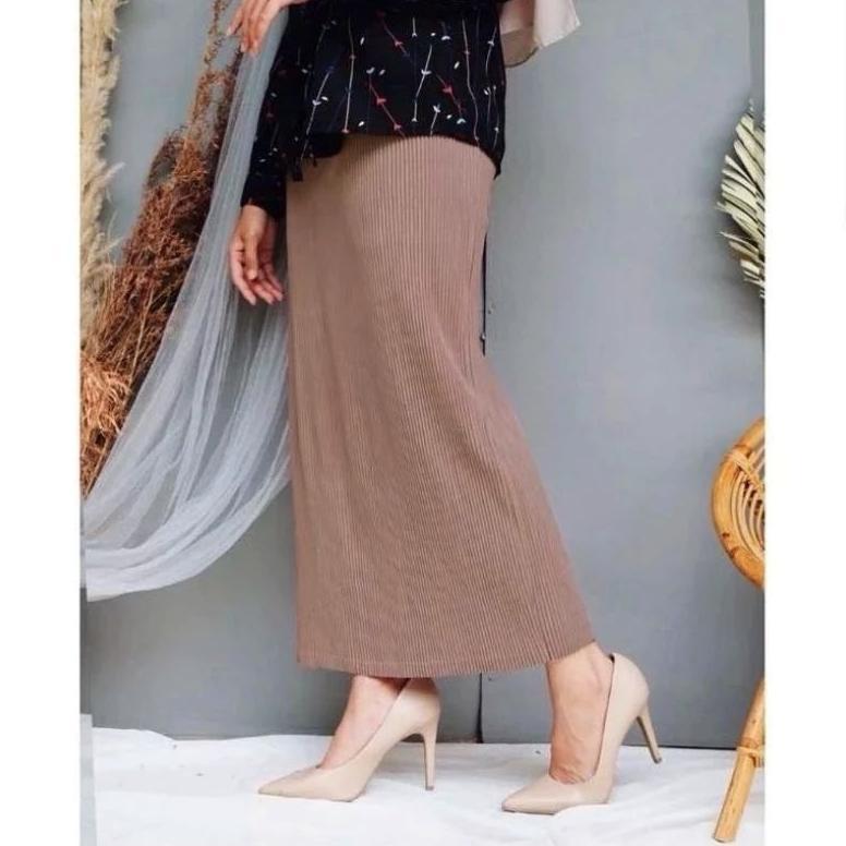 ROK SPAN BABAT LIDI PLISKET- Rok Span Wanita Plisket Tebal Fit Jumbo Promo Ramadhan