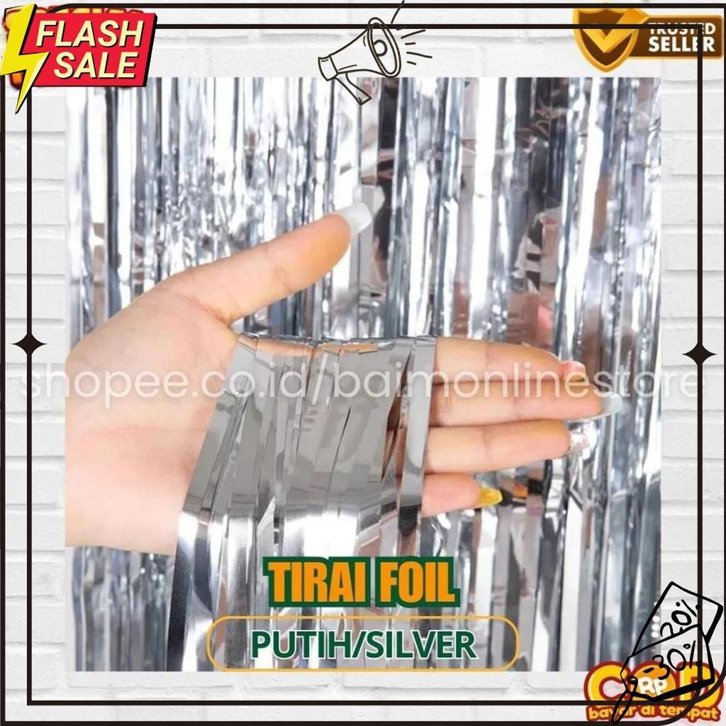 Tirai Foil Merah Putih Hijau Emas / Tirai Ulang Tahun Foil Curtain Import / Tirai Foil / Tirai Balon