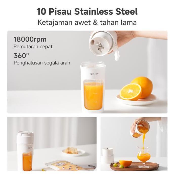 Ready Simplus Blender Portabel 340Ml Juicer Multifungsi Gelas Siap Minum 10 Set Mata Pisau Jus Buah 