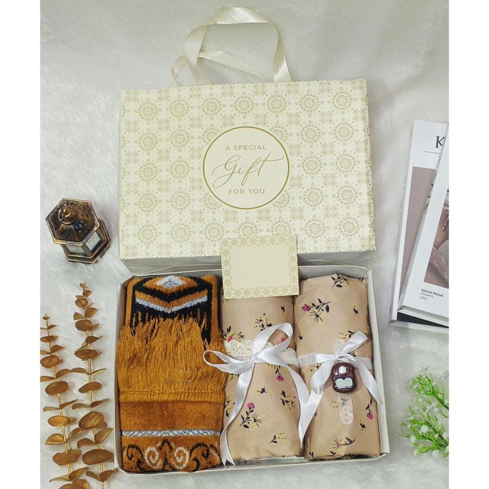 Unik Hamper Hantaran Mukena Motif Dewasa Sejadah Turkey Free Tasbih Digital Hadiah Guru