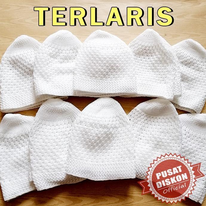 Unik Oleh Oleh Umroh Haji Peci Songkok Kopiah Rajut Polos Peci Putih Peci Polos Songkok Putih Songko