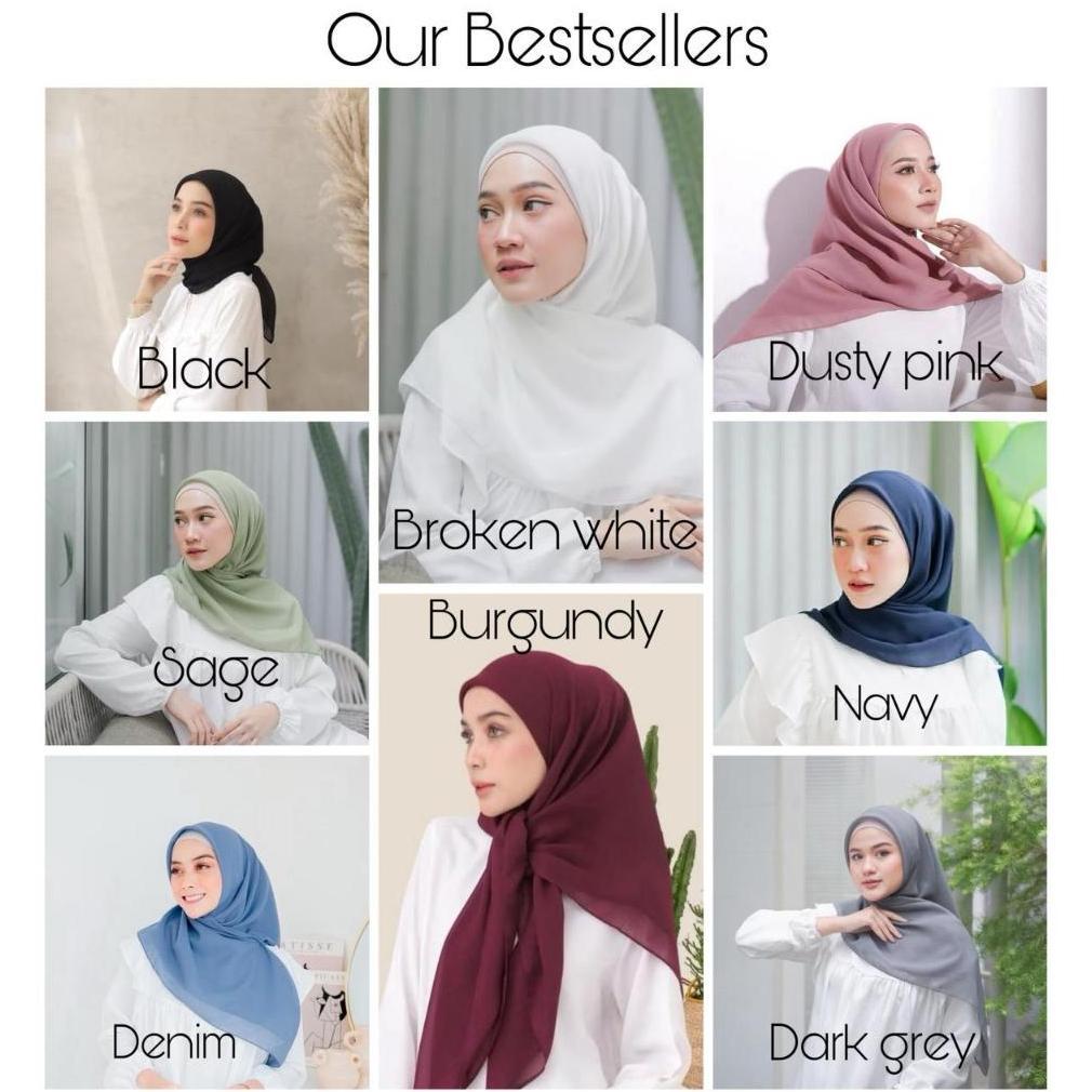 Kerudung Segi Empat Polos Bella Square Hijab Pollycotton Jilbab Bela Grosir Murah / Bella Square Ram