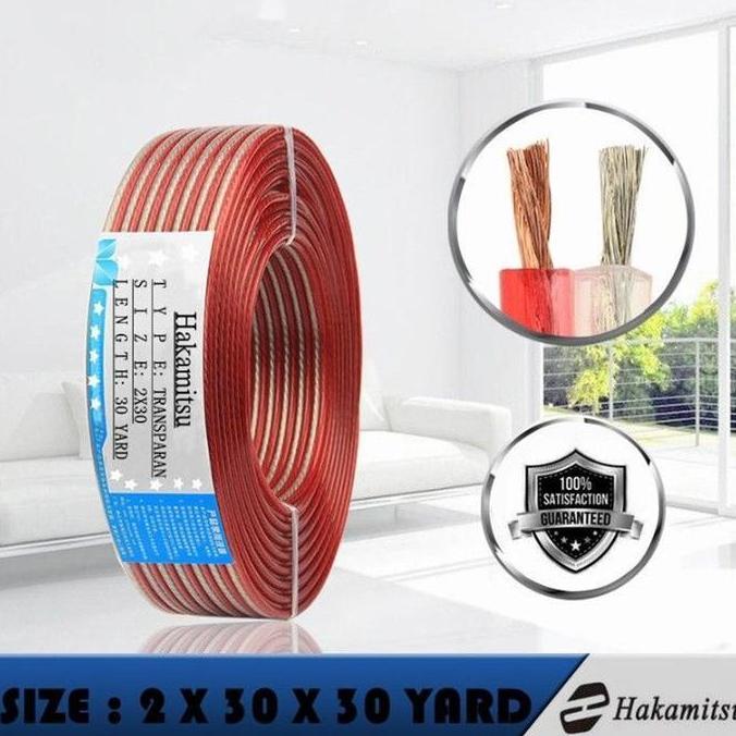 Kabel Listrik Kabel Audio Transparan 2X30 - 30Yard - Kabel Listrik Transparan Serabut 2X30 30 Yard P