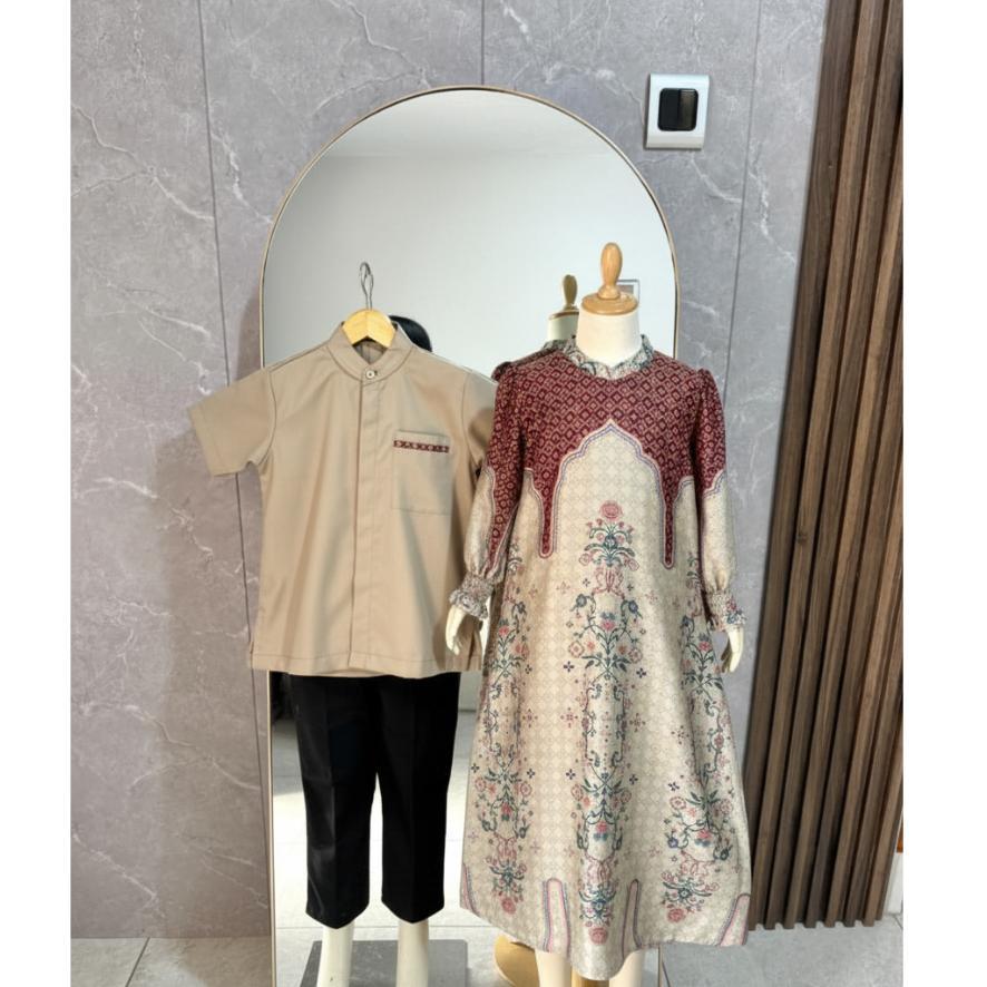 Limited Pamungkas Collection Sarimbit Adiva & Adnan Gamis Bahan Mirabela Silk Kemeja Bahan Toyobo Sa