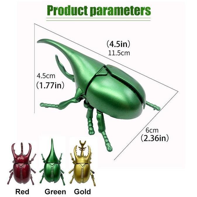 QWEKLY Mainan Serangga Jalan Berputar Kumbang Badak Tanpa Baterai Mainan Edukasi Simulasi Binatang H