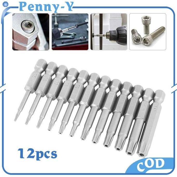 QWEKLY 12PCS Mata Obeng Torx/Mata Obeng Bintang/Torx Screwdriver Bits T5-T40