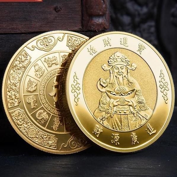 XERANA Dewa Rejeki Goldcoin / Koin Perak Koin Feng Shui Koin Koin Keberuntungan Dewa Rezeki Koin Chi