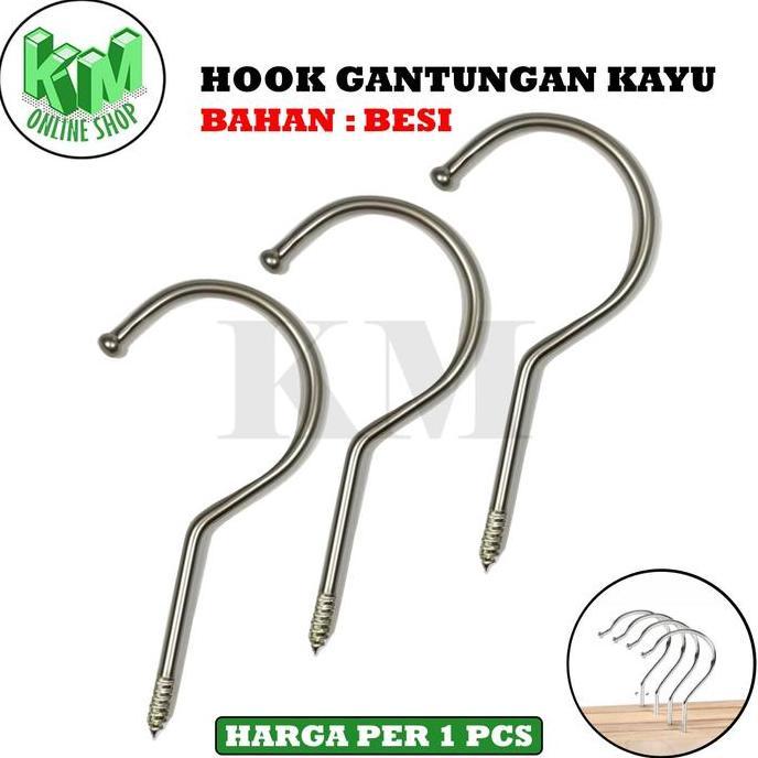 Hook Hanger Kayu Besi Huk Hanger Kayu Silver Kait Hanger Kayu CantolanHangerKayu Hook Kawat Allshop
