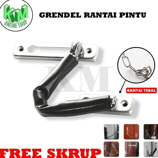 Grendel Slot Rantai Stainless Stell | Selot Pintu Rumah Rantai - Hitam Allshop
