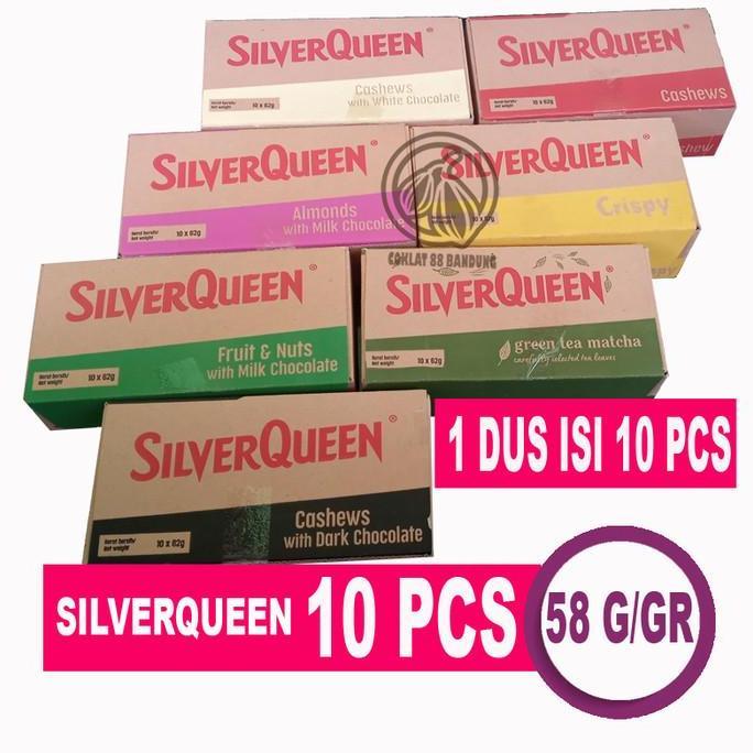 SilverQueen 55gr 1 Box Isi 10pcs Coklat Snacks Almond, Mede, Matcha Mix Rasa & Kemasan Spesial