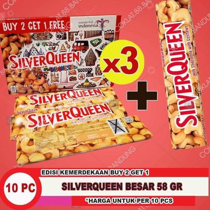 Coklat SilverQueen 55gr Box Isi 10pcs Cokelat Almond Mede Kemasan Spesial Hampers & Buket Hadiah
