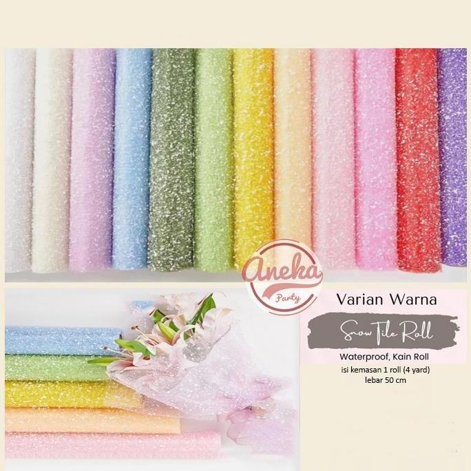 Kain Tile Salju / Snow Wrapping Paper Snowflake Polimesh / 1 Rol Kain Tile Salju Paper Buket Bunga T