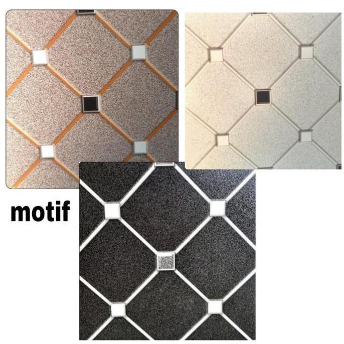 Waare- Keramik Lantai Garasi 40X40 Kasar Motif Putih Hitam Hexagon Kotak- Yhc