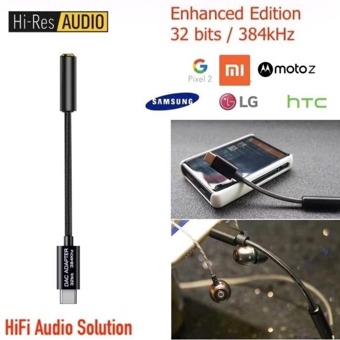 Promo Kabel USB DAC 32Bit/384kHz Type C ke 3.5mm Adaptor HIFI DAC CX31993 Chip CX-PRO Diskon