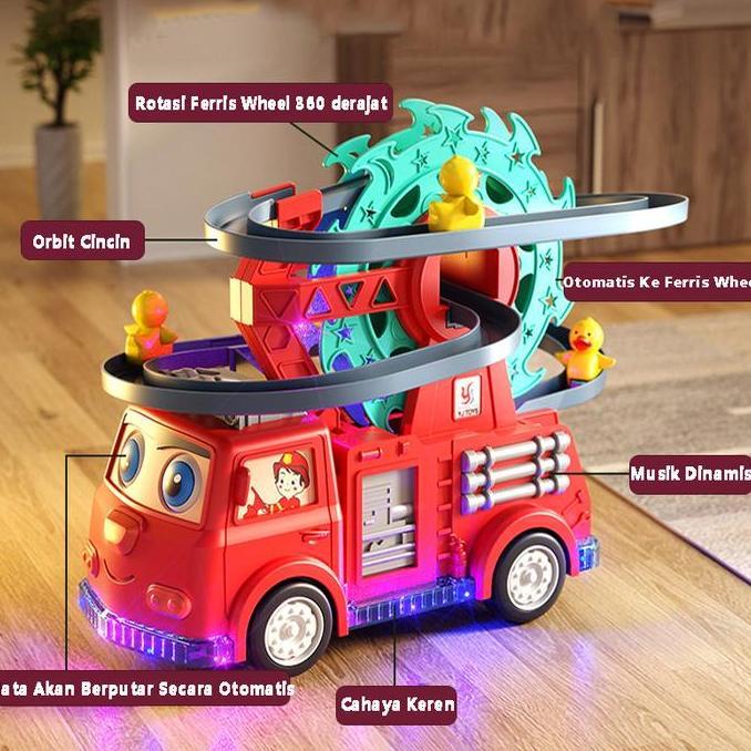 Wxyg- Yko Mainan Anak Mobil Pemadam Perosotan Putar Bebek Tiranosaurus Toy Car