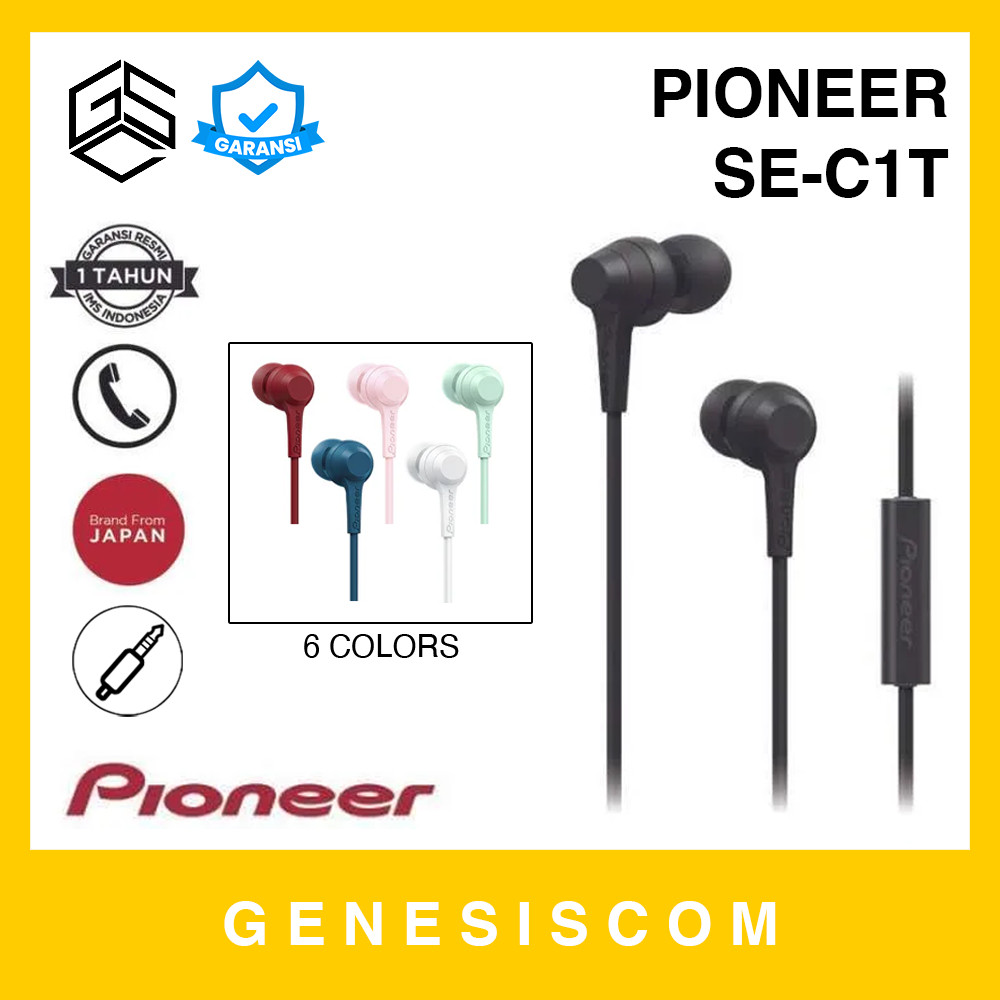 PIONEER SE-C1T / C1 - Earphone Headset Kabel 3.5mm 3,5mm AUX Audio Jack Microphone Mikrofon Mic Earp