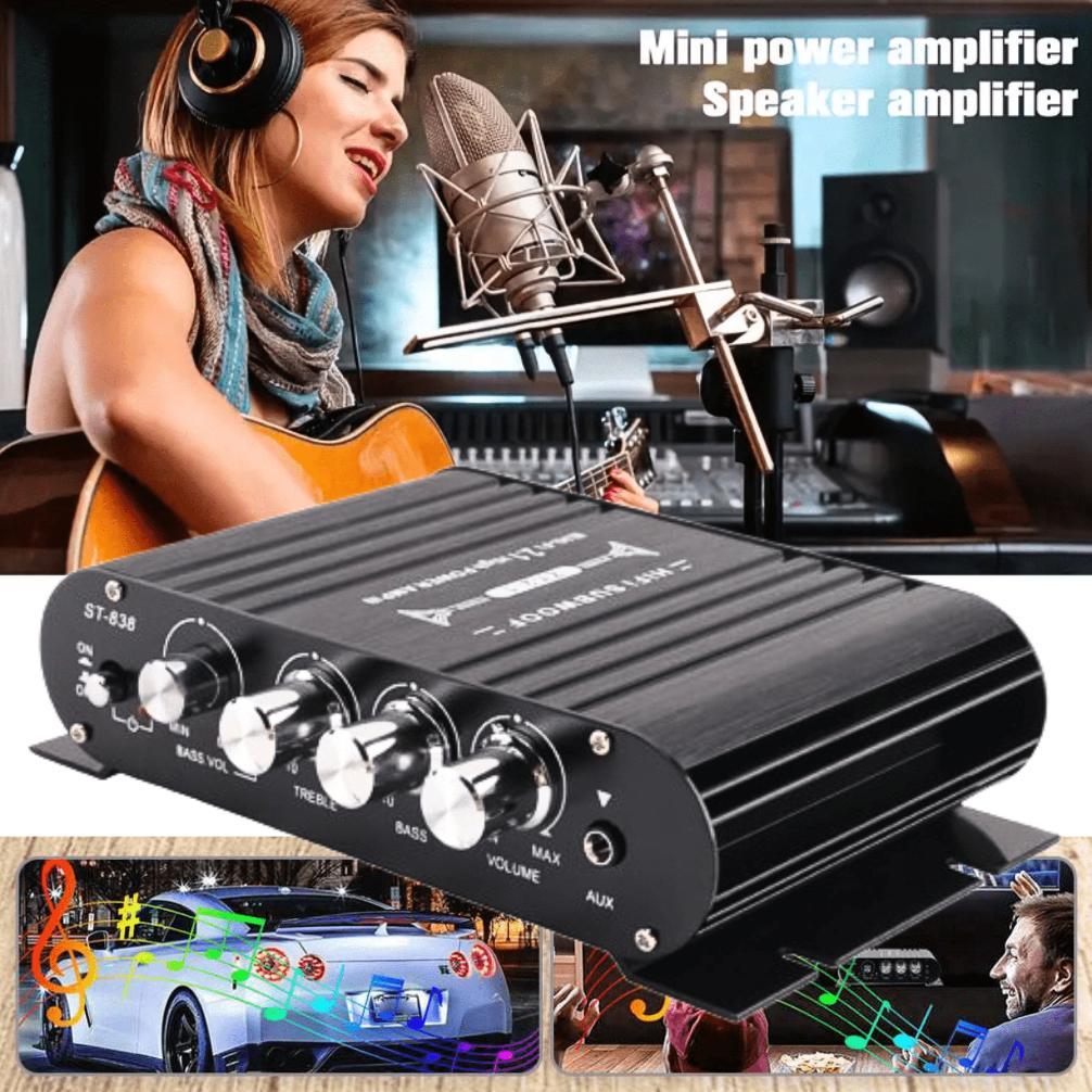 PUSAT LVPIN Ampli Amplifier HiFi Bluetooth super bass mini Audio 12v Treble Bass Booster ST 838