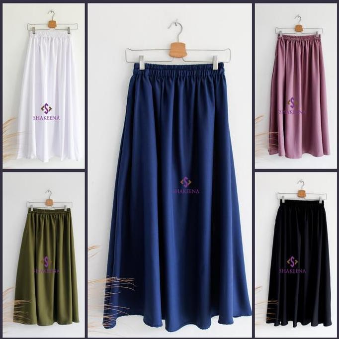 Rok panjang wanita muslimah Polos Rok kerja ootd remaja BS