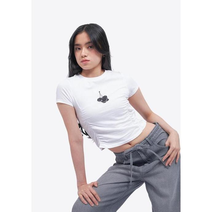 Sedia Colorbox Front Ruched Graphic T-Shirt I-Tskkey225J033-Off White | Original 100%