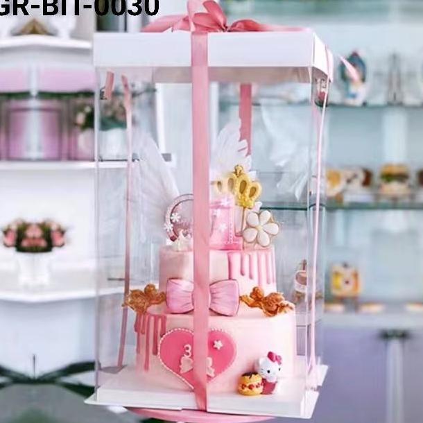 Pilpilpul- Gr-Bit-30 Kotak Dus Cake Glass Mika Box Tunangan Kue Transparan 30Cm
